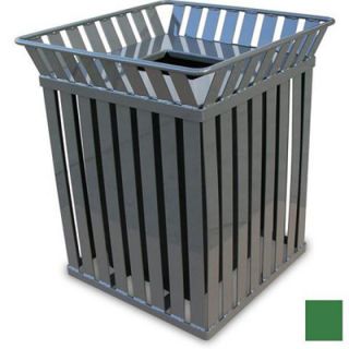 Witt Industries 36 Gallon Outdoor Square Trash Can w/ Anchor Kit, Green