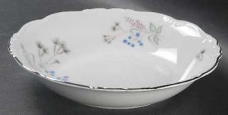 Edelstein Belcrest Coupe Soup Bowl, Fine China Dinnerware   Blue & Pink Flowers