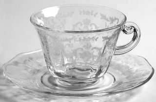 Fostoria Navarre Clear Cup and Saucer Set   Stem #6016, Etch #327, Clear