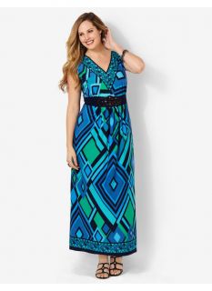 Plus Size Waters Edge Maxi Catherines Womens Size 1X, Peacock Blue