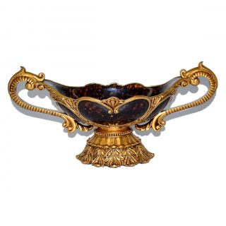 19 X 10 inch Bowl With Handles (Bronze/marble white/gold  )