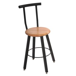 Wisconsin Bench Four Leg Stool With Hardwood Seat And Steel Backrest   24 Seat Height
