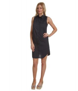 Three Dots Sleeveless Shirt Dress w/ Woven Detail Womens Dress (Gray)
