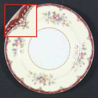 Reading (Japan) Rea1 Salad Plate, Fine China Dinnerware   Rust/Tan Edge,Floral S