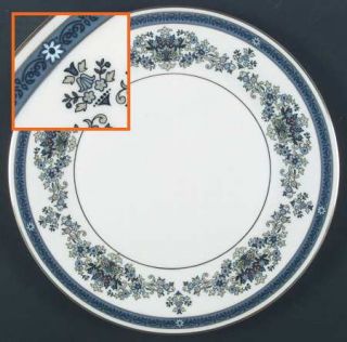 Royal Doulton Venetia Dinner Plate, Fine China Dinnerware   Blue Band,Blue,Green