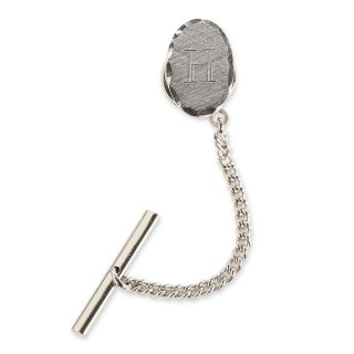 Personalized Sterling Silver Oval Tie Tack, Mens