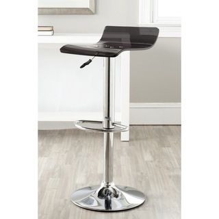 Safavieh Yance Black Adjustable Height Swivel Bar Stool (BlackMaterials Plywood, Acrylic and Chrome SteelSeat dimensions 13.4 inches wide x 15.7 inches deepSeat height 22.8 31.5 inchesDimensions 24.8 33.1 inches high x 15.2 inches wide x 15.8 inches d