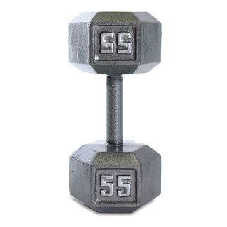 Cap Barbell 55 Lb Grey Cast Iron Hex Dumbbell (Grey Durable constructionHex shape design to prevent the dumbbell from rolling, as well as provide easier storageSemi gloss finish to help prevent rustingMaterials Cast ironDimensions 14 inches high x 7 inc