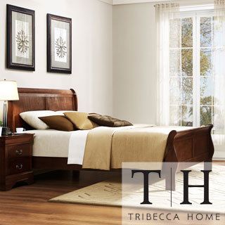 Tribecca Home Milford Louis Phillip Warm Brown Queen size Sleigh Bed