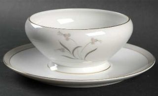Mikasa Audrey Gravy Boat with Attached Underplate, Fine China Dinnerware   Pink