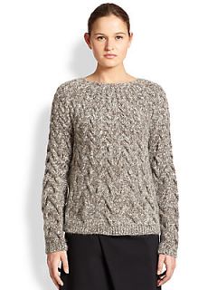 The Row Charlotte Cable Knit Sweater   Bark Melange Ivory