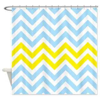  Blue and yellow waves chevrons pattern Shower Curt  Use code FREECART at Checkout