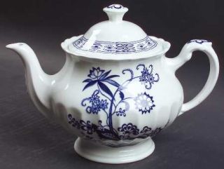 J & G Meakin Blue Nordic Teapot & Lid, Fine China Dinnerware   Blue Onion Design