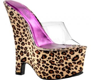 Womens Pleaser Beau 601LP   Clear/Tan Leopard Print High Heels