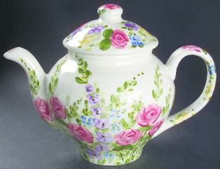 Tabletops Unlimited English Garden Teapot & Lid, Fine China Dinnerware   Floral,