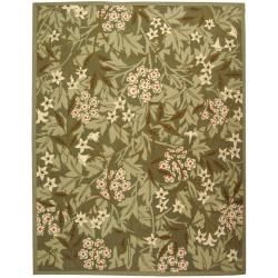 Hand hooked Patches Green Wool Rug (53 X 83)