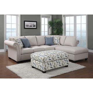 Paige 2 piece Beige Sectional And Ottoman