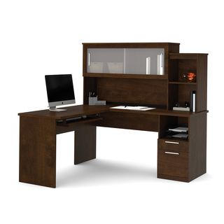 Bestar Dayton L shaped Desk (ChocolateMaterials Laminated boardFinish Melamine finishDimensions 62.8 inches high x 62.6 inches wide x 65 inches deepNumber of shelves One (1)Number of drawers/compartments Two (2)Model 88420 69Assembly required.Please