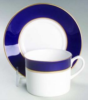 Royal Worcester Ventura Cobalt Blue Flat Cup & Saucer Set, Fine China Dinnerware