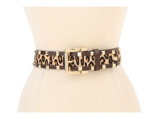 MICHAEL Michael Kors Michael Kors Haircalf Panel And Croco Trim MK Belt With Pyramid Studs Womens Belts (Animal Print)