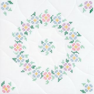 Stamped White Quilt Blocks 18x18 6/pkg interlocking Xx Spring Blossoms