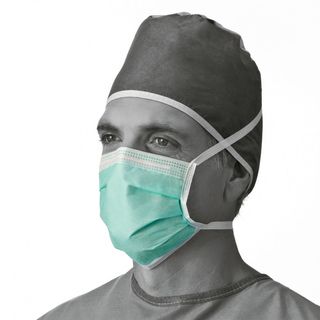 Medline Face Mask,fog free Tape,green,ties (bulk Pack Of 300)
