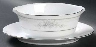 Noritake Sweet Leilani Gravy Boat with Attached Underplate, Fine China Dinnerwar