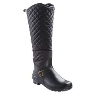 Womens Quilted Rain Boots   Black 9