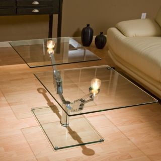 Chintaly Imports 2 Way Motion Glass Rectangular Coffee Table Multicolor   CTY221