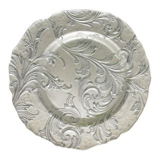 Chargeit By Jay Vanessa 13 inch Silver Charger Plate (Silver Add elegance to every table with this beautiful glass charger Materials Glass Care instructions Hand wash Made in Turkey Dimensions 13 inches deep  )