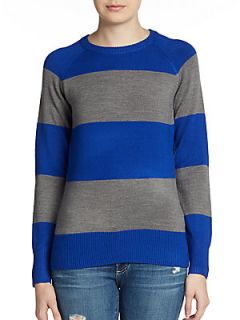 Wide Stripe Crewneck Sweater   Blue Grey