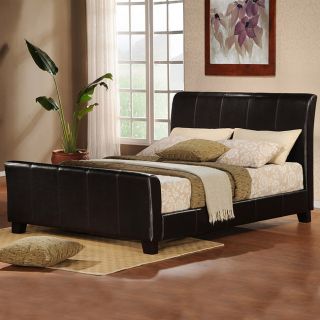 Tuscany Villa Dark Brown Upholstered King size Sleight Bed (Dark brownSize KingHeadboard measures 47 inches highFootboard measures 25 inches highAssembly requiredNOTE Mattress, box spring, and bedding (comforter, sheets, pillows, etc.) are not included 