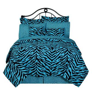 Zebra Complete Bed Set   Blue/ Black (Twin)