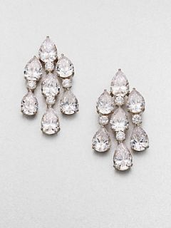 Adriana Orsini Faceted Pear Chandelier Earrings/Silvertone   Clear Silver