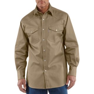 Carhartt Ironwood Snap Front Twill Work Shirt   Khaki, 2XL, Model# S209