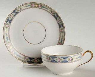 Paul Muller Baden, The Flat Cup & Saucer Set, Fine China Dinnerware   Pink&Yello