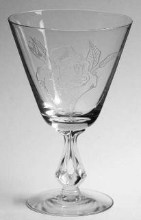 Fostoria Living Rose Water Goblet   Stem #6065, Etch #5