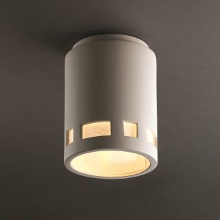 1 light Cylinder With Prairie Window Ceramic Flush Mount Outdoor