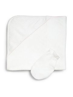 Kissy Kissy Infants Two Piece Hooded Towel & Mitt Set   White