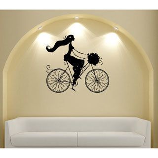 Paris On A Bicycle Vinyl Wall Decal (Glossy blackEasy to applyDimensions 25 inches wide x 35 inches long )