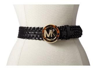 MICHAEL Michael Kors 38MM Braided Belt w/ MK Buckle Womens Belts (Black)