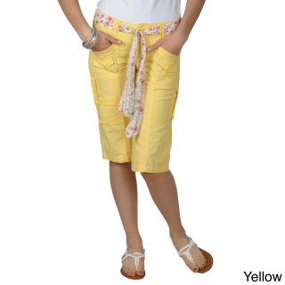 Journee Collection Juniors Belted Multi pocket Blue, Orange, And Yellow Cargo Shorts