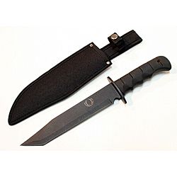 Defender 13.5 inch Black Carbon Steel Straight Blade Heavy Duty Hunting Knife