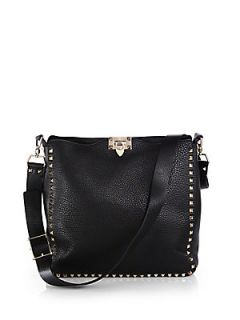 Valentino Utilitarian Studded Crossbody Bag   Black