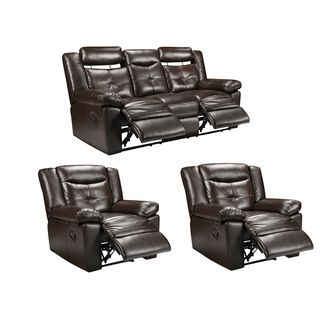 Tex Espresso Brown Leather Reclining Sofa And Two Recliner Chairs