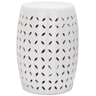 Safavieh Paradise Zen White Ceramic Garden Stool (WhiteSetting Indoor, outdoorMaterials CeramicDimensions 18.5 inches high x 13 inches wide x 13 inches deep )