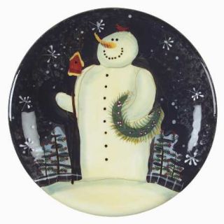 Twilight Snowman (White Stars) Salad Plate, Fine China Dinnerware   Snowman, Bir