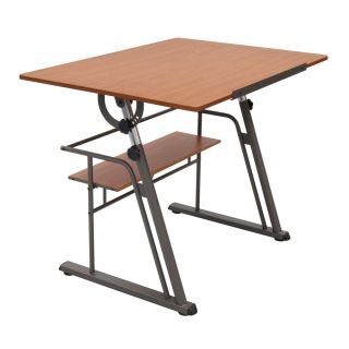 Zenith Pewter/ Teak Drafting Table