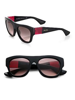 Miu Miu Plastic Square Sunglasses   Black Red