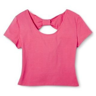 Xhilaration Juniors Bow Back Cropped Tee   Coral S(3 5)